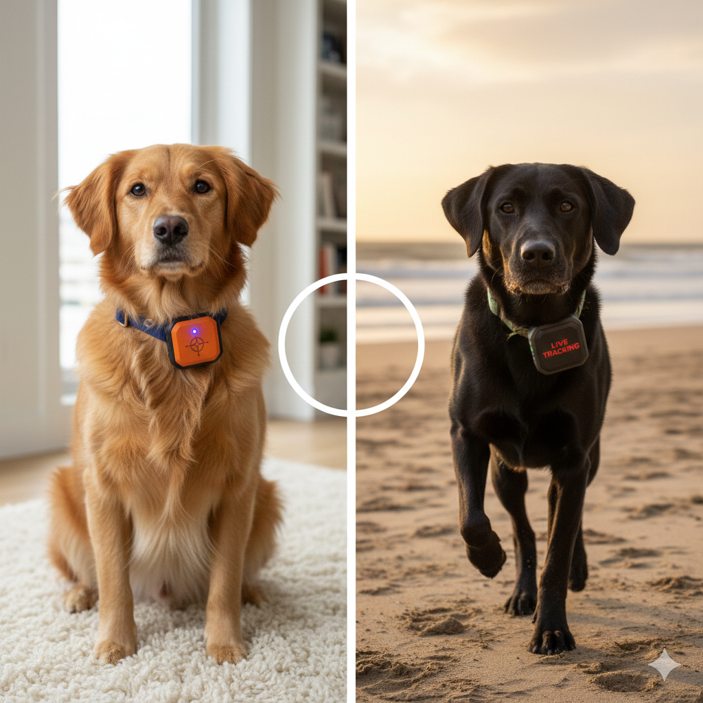 chiens avec gps sur plage